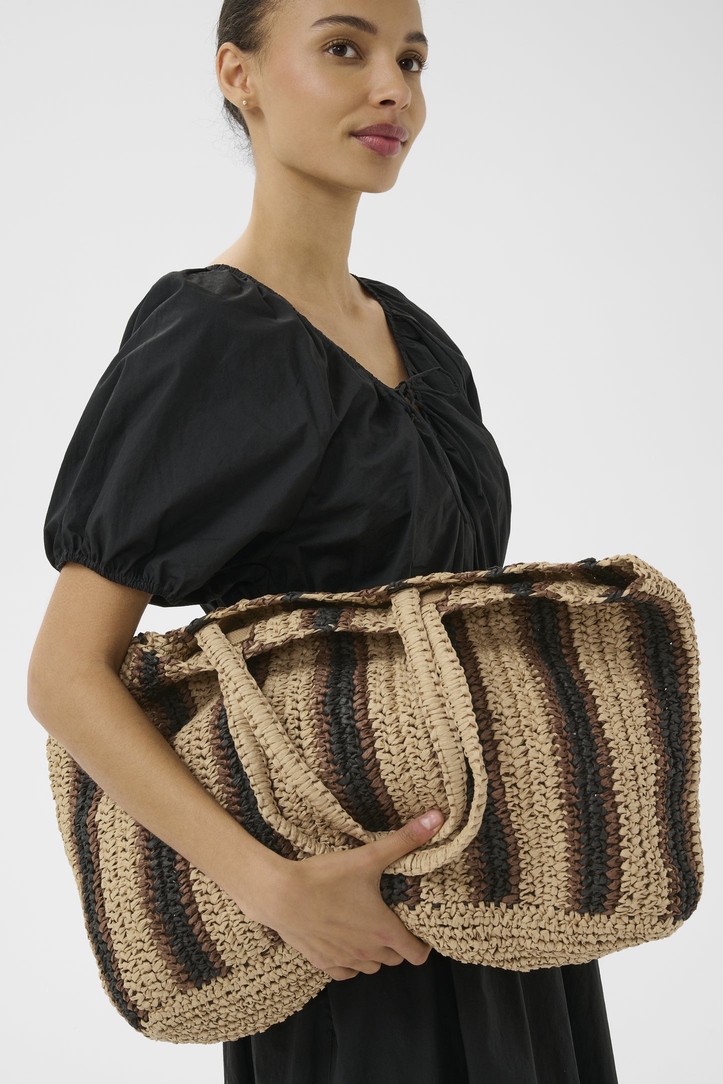 Part Two Giorgia Natural/Brown/Black Stripe Bag