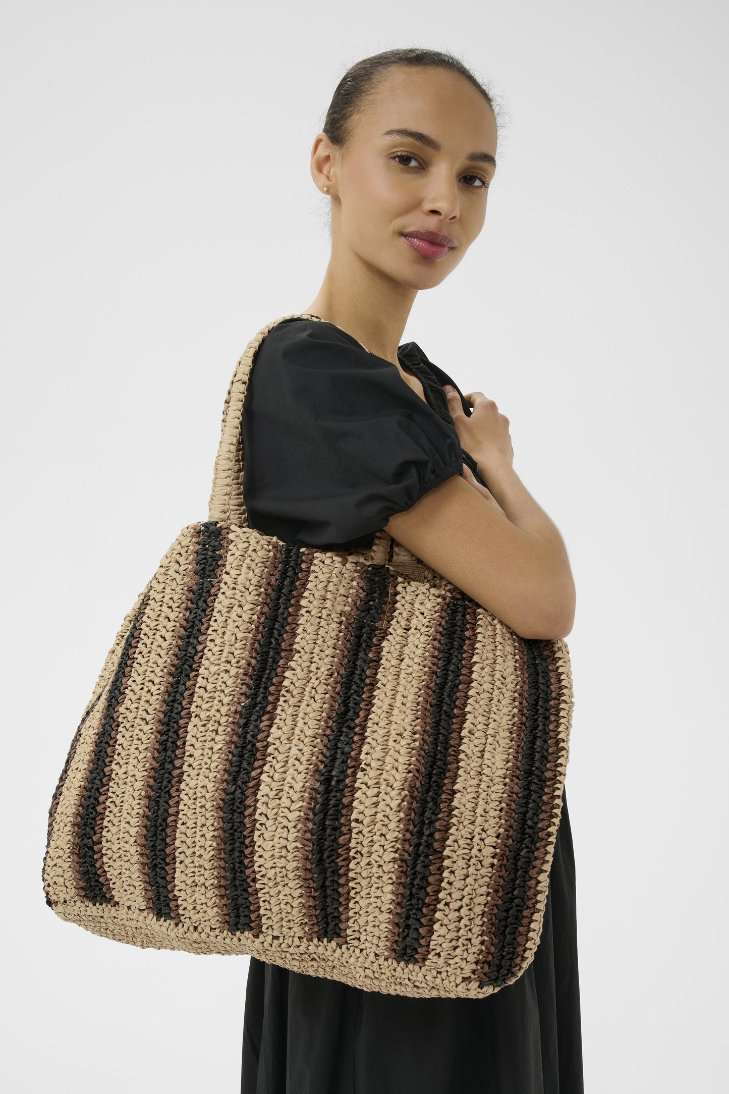 Part Two Giorgia Natural/Brown/Black Stripe Bag