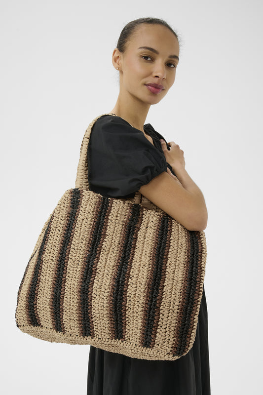 Part Two Giorgia Natural/Brown/Black Stripe Bag