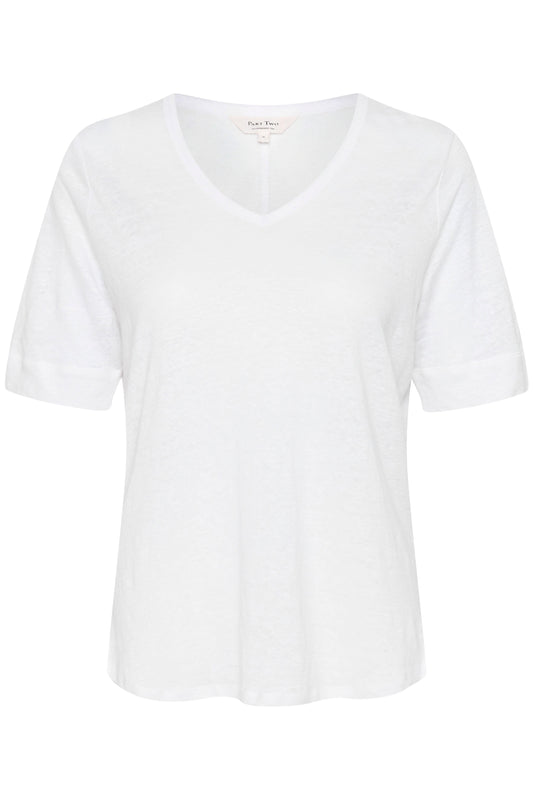 Part Two Curlies Bright White Linen T-shirt