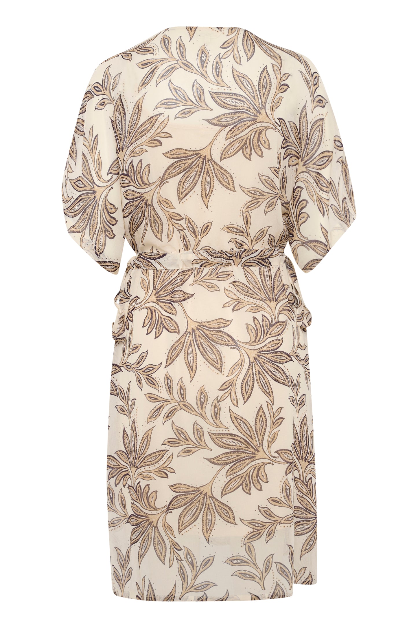 Part Two Guldine Cream Dress with Black Delicate Leaf Print