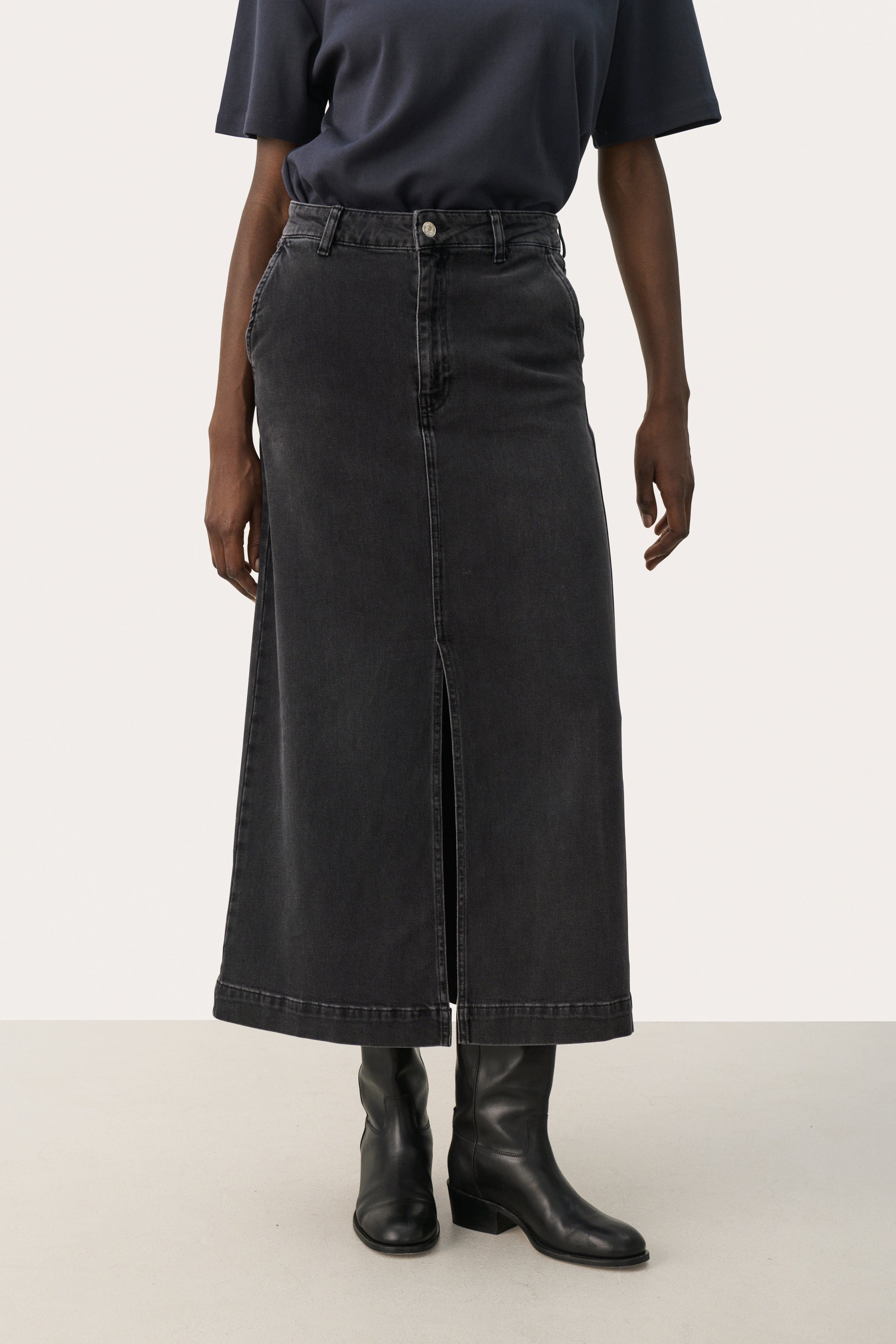 Black denim skirt uk best sale