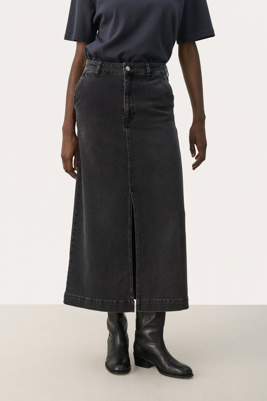 Part Two Caliah Washed Black Denim Skirt