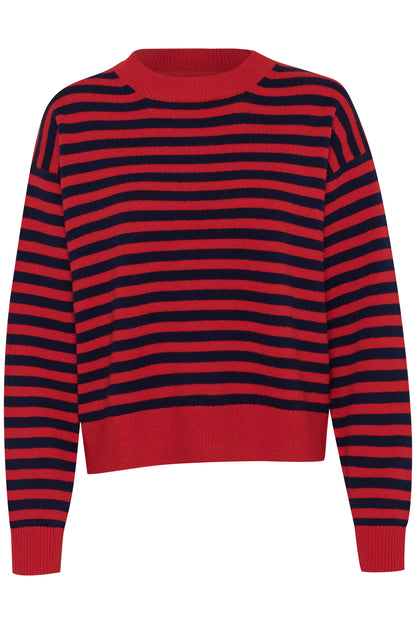 Part Two Maria Salsa & Dark Navy Wool Stripe Jumper