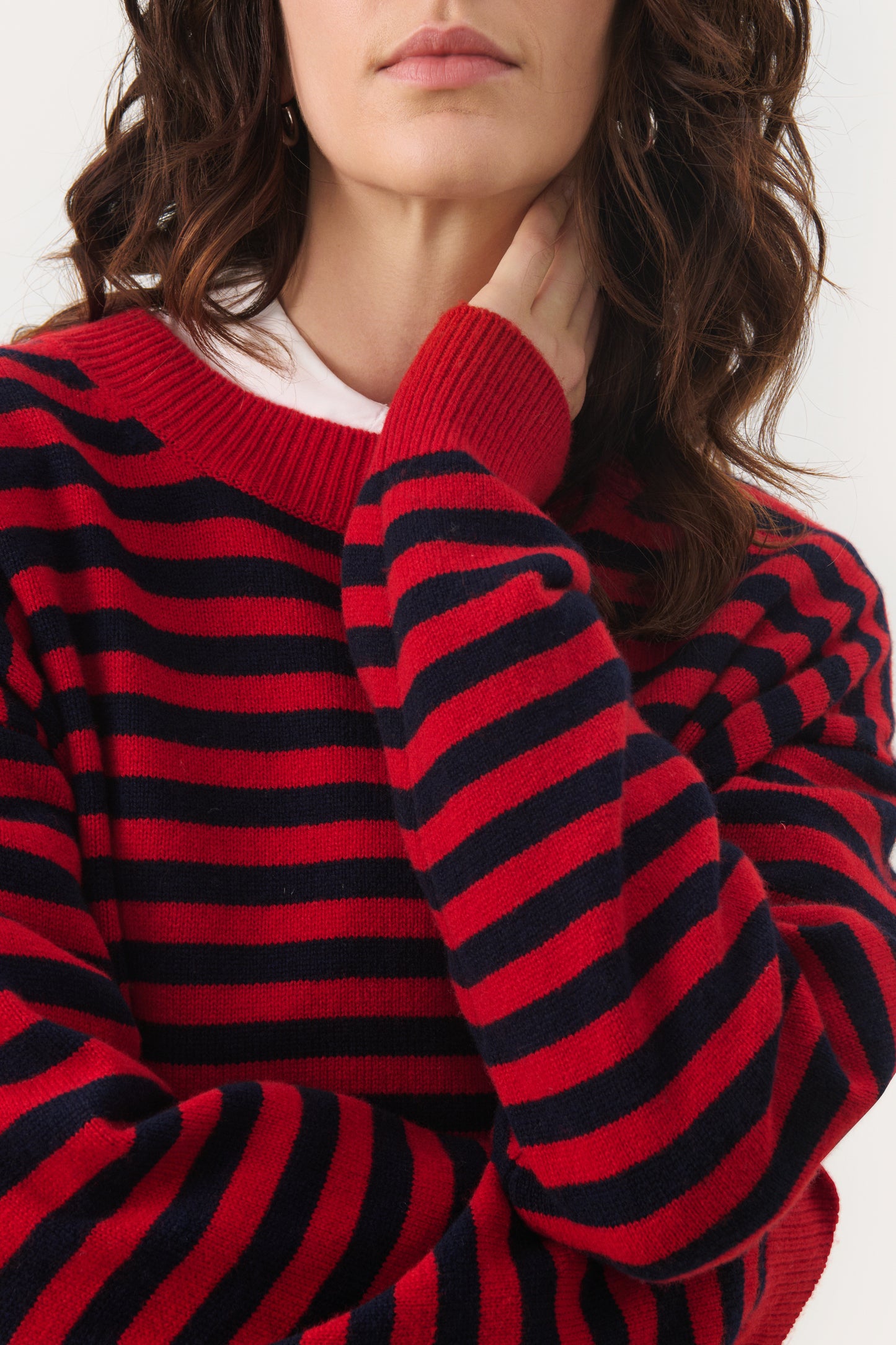 Part Two Maria Salsa & Dark Navy Wool Stripe Jumper