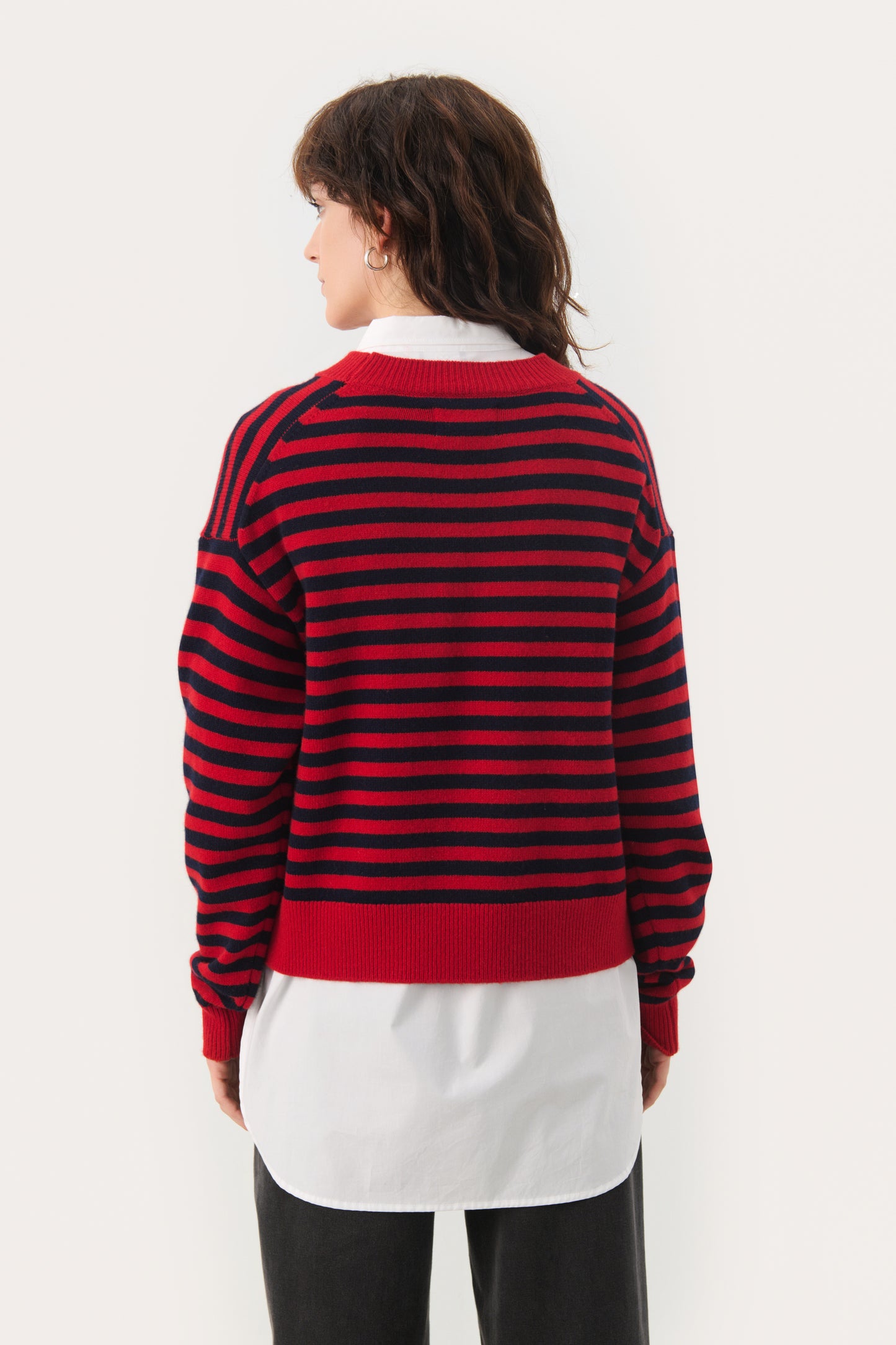 Part Two Maria Salsa & Dark Navy Wool Stripe Jumper