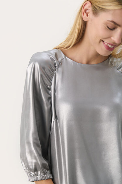 Part Two Marica Silver Metallic Blouse