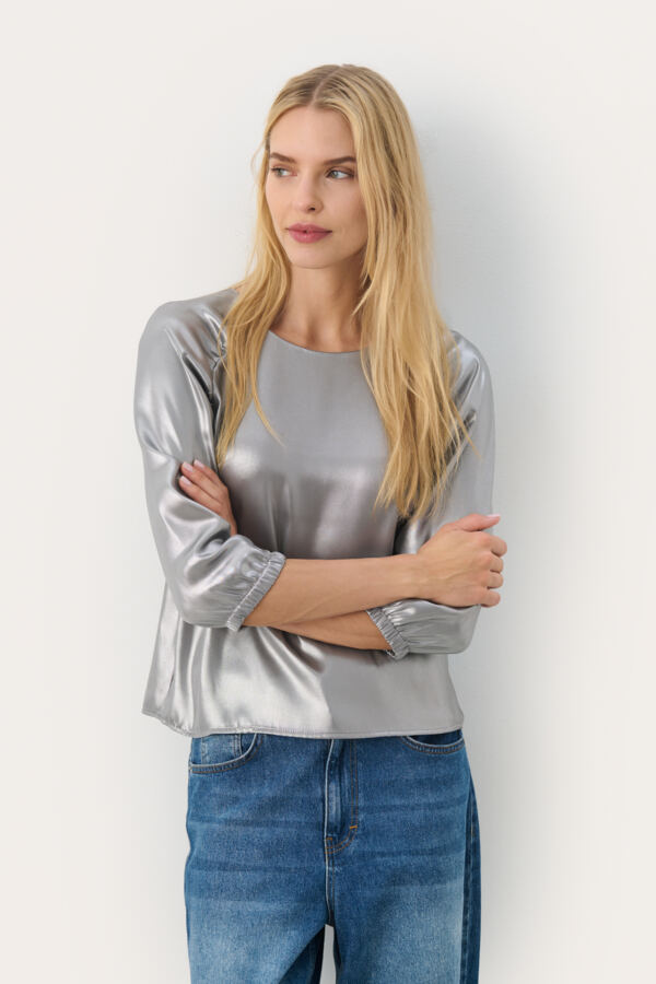 Part Two Marica Silver Metallic Blouse