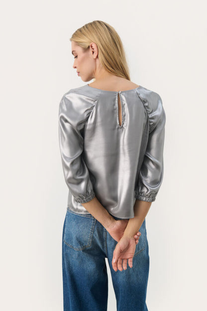 Part Two Marica Silver Metallic Blouse