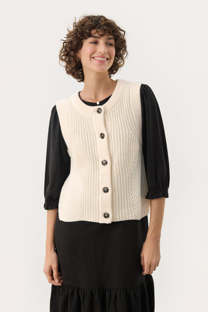 Part Two Noemie Whitecap Gray Knitted Waistcoat