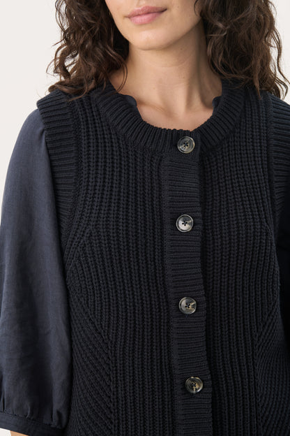 Part Two Noemie Dark Navy Knitted Waistcoat