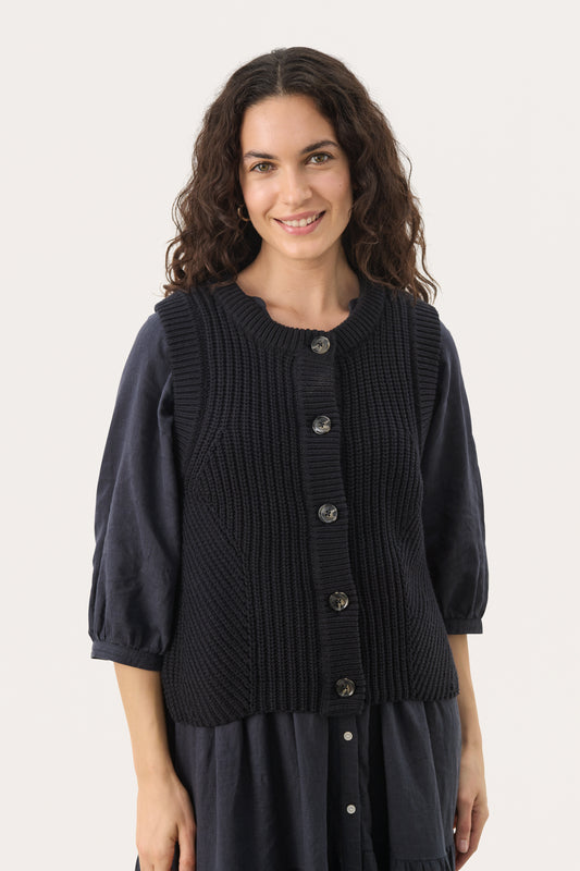 Part Two Noemie Dark Navy Knitted Waistcoat