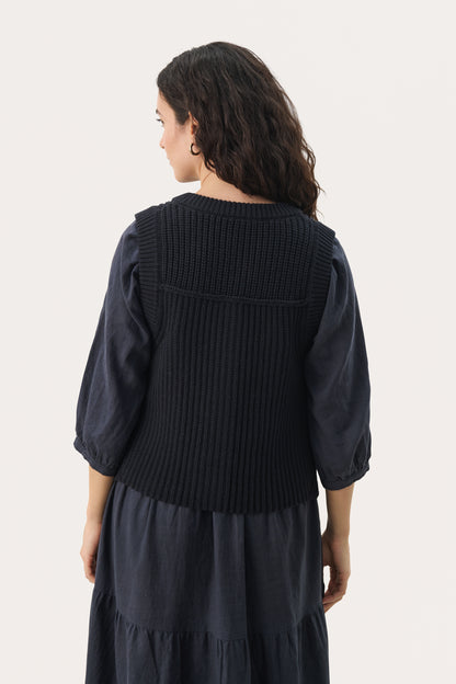 Part Two Noemie Dark Navy Knitted Waistcoat