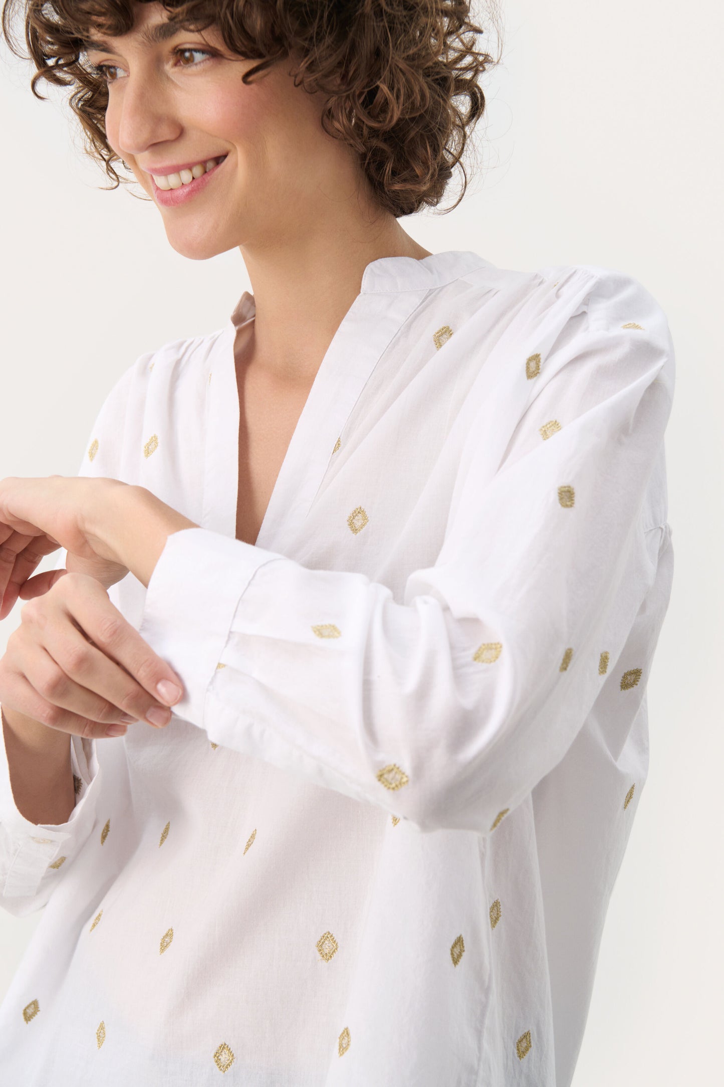 Part Two Natale Bright White/Gold Blouse