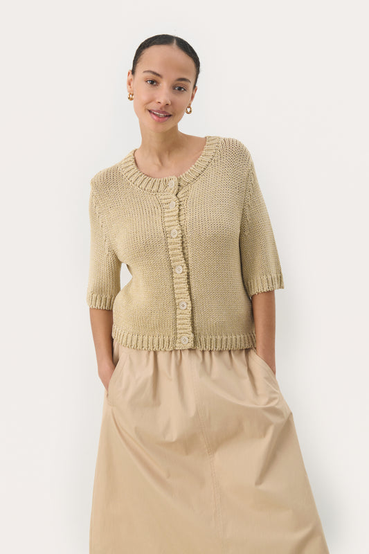 Part Two Nathelie French Oak Metallic Cardigan