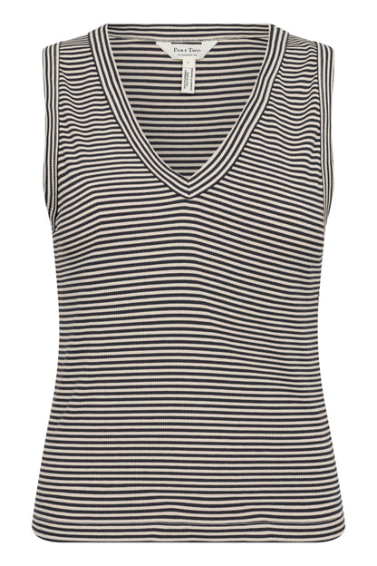 Part Two Nikkia French Oak/Navy Stripe Vest Top