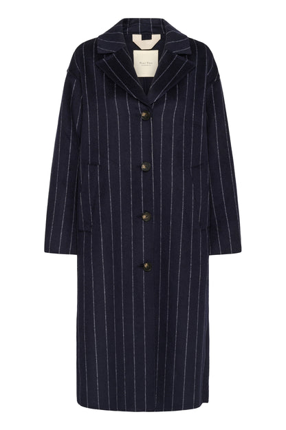 Part Two Lorelais Dark Navy Pinstripe Coat