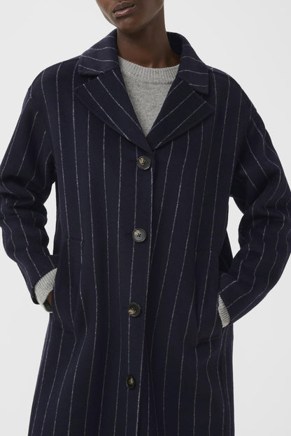 Part Two Lorelais Dark Navy Pinstripe Coat