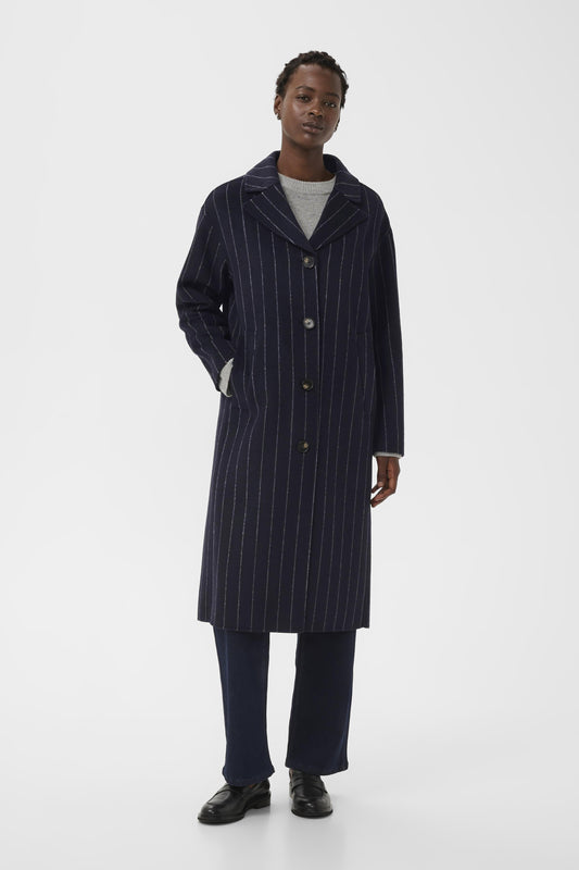 Part Two Lorelais Dark Navy Pinstripe Coat