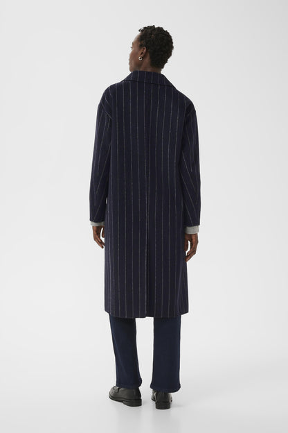 Part Two Lorelais Dark Navy Pinstripe Coat