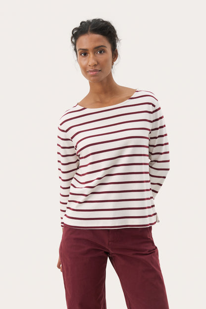 Part Two Nela Tawny Port Stripe LS T-Shirt
