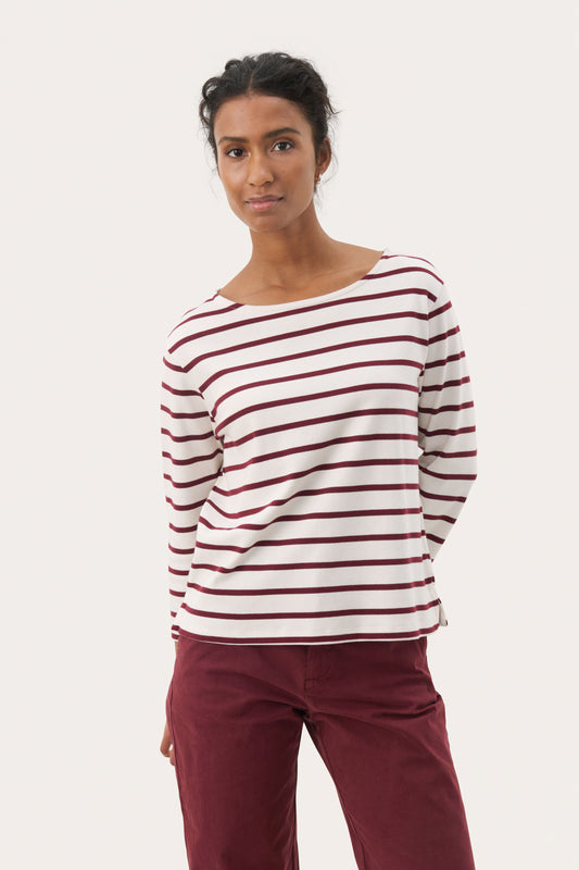 Part Two Nela Tawny Port Stripe LS T-Shirt