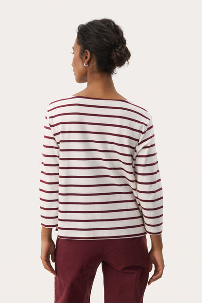 Part Two Nela Tawny Port Stripe LS T-Shirt