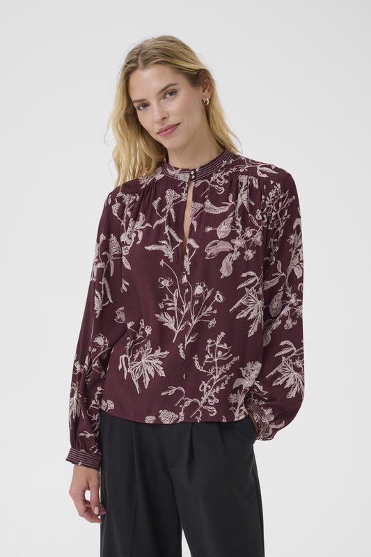 Part Two Shiroma Tawny Port Botanical Blouse
