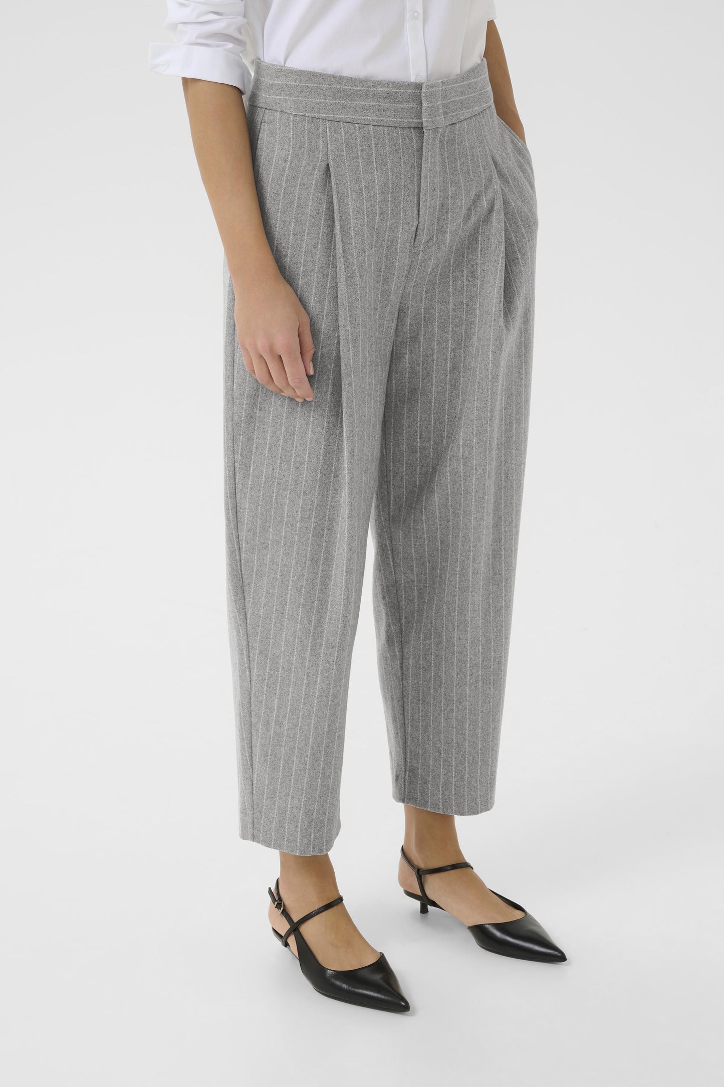 Part Two Solbritt Medium Grey Pinstripe Trouser