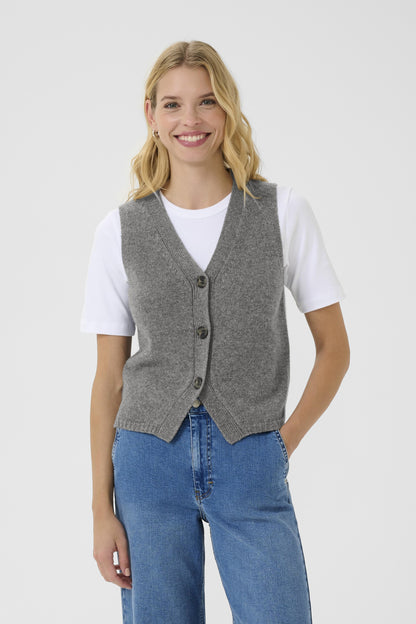Part Two Sylva Medium Grey Melange Waistcoat