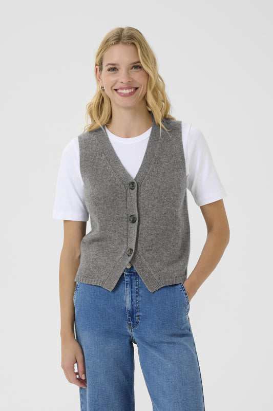 Part Two Sylva Medium Grey Melange Waistcoat