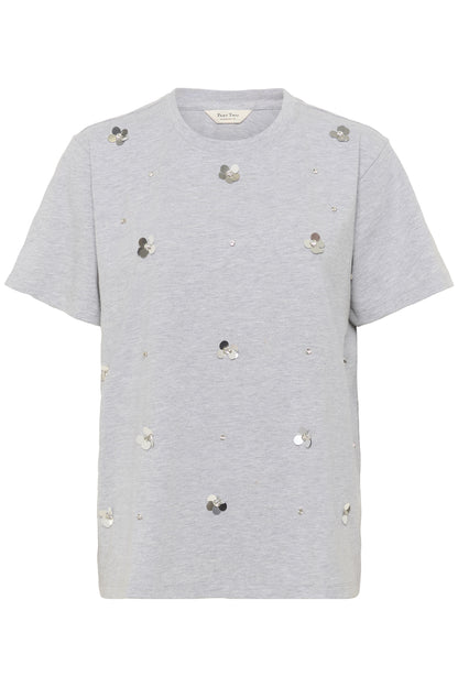 Part Two Jamina Grey Melange Flower T-Shirt