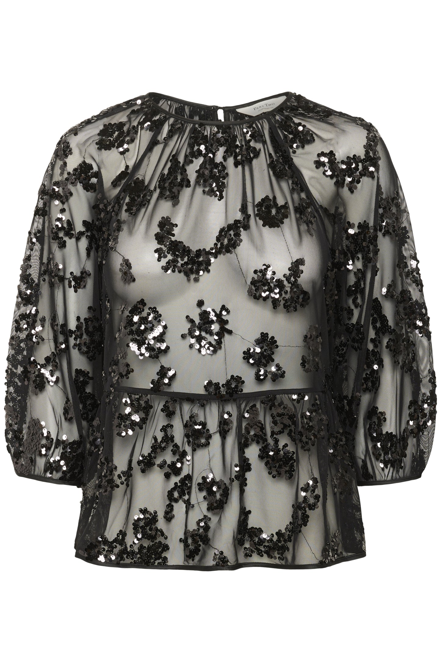Part Two Vivan Black Sequins on Mesh Blouse