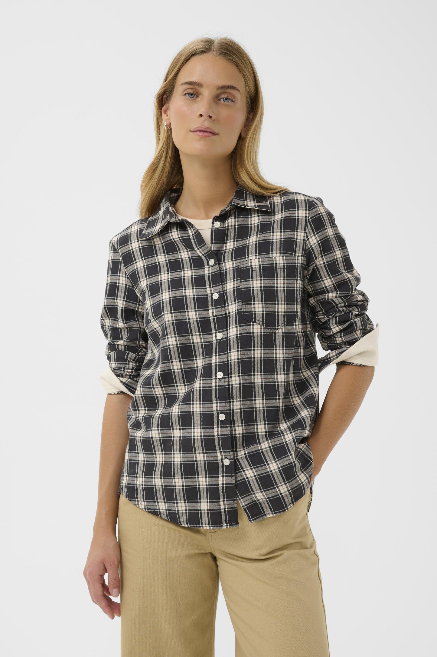 Part Two Yana Dark Navy Check Shirt
