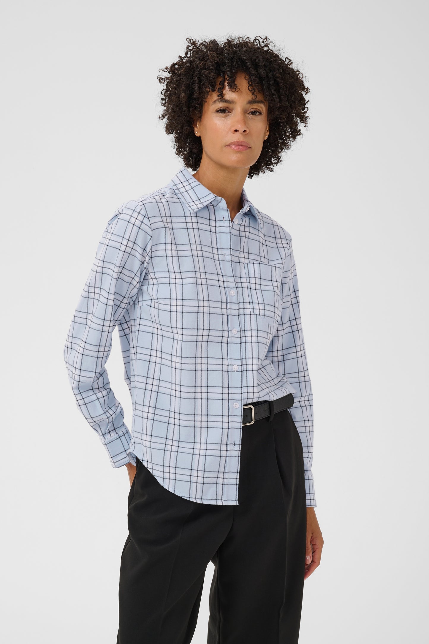 Part Two Yana Heather Check/Blue Shirt