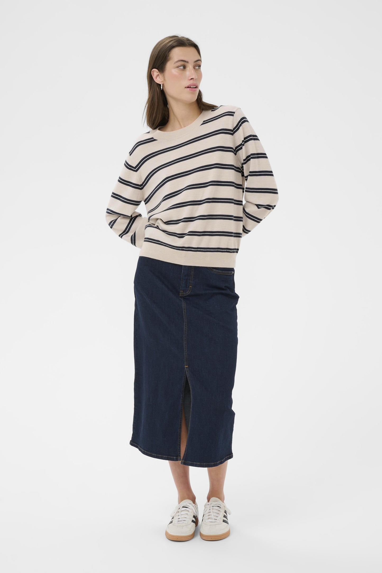 Part Two Yona Dark Navy Stripe Jumper