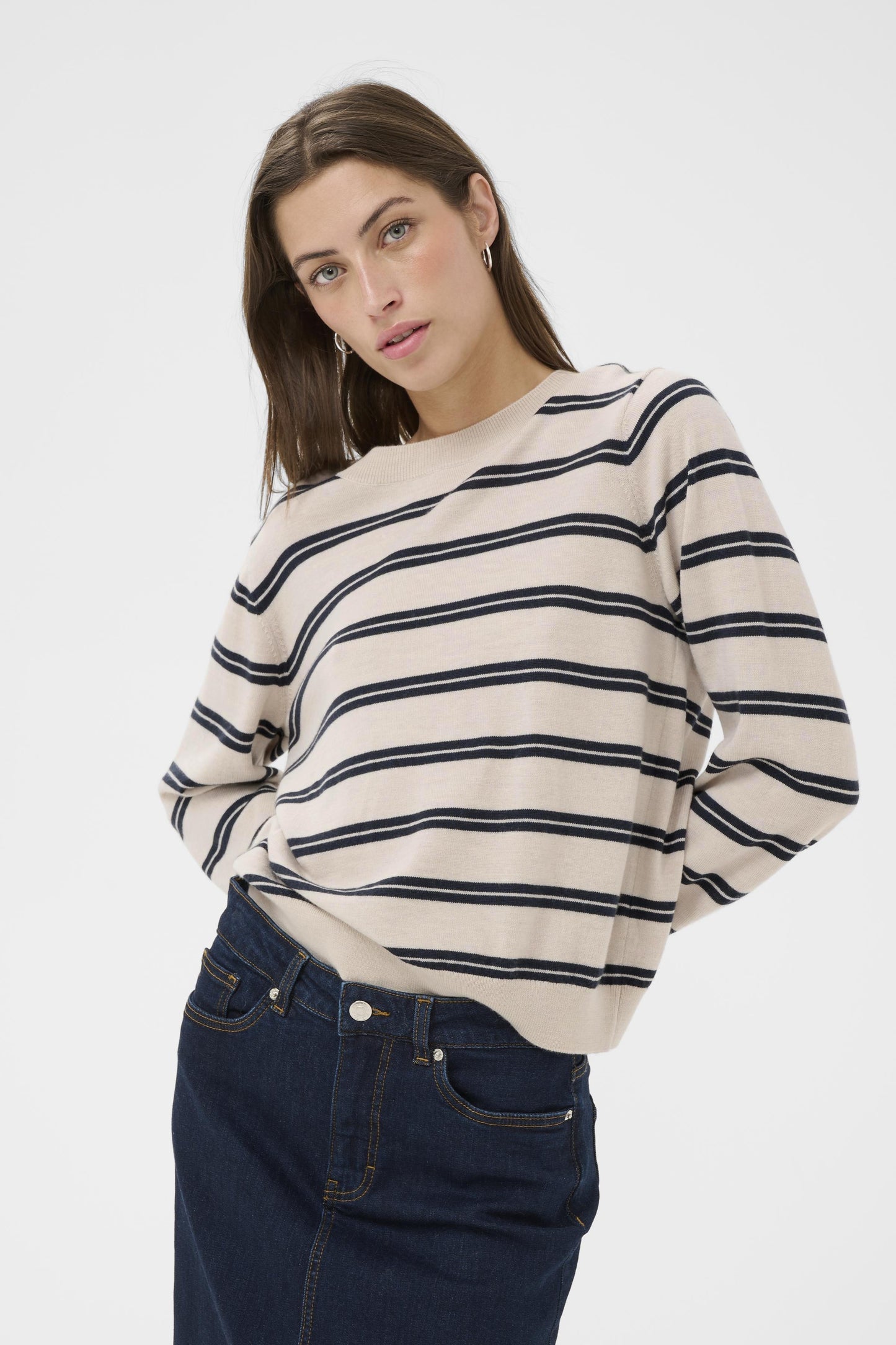 Part Two Yona Dark Navy Stripe Jumper