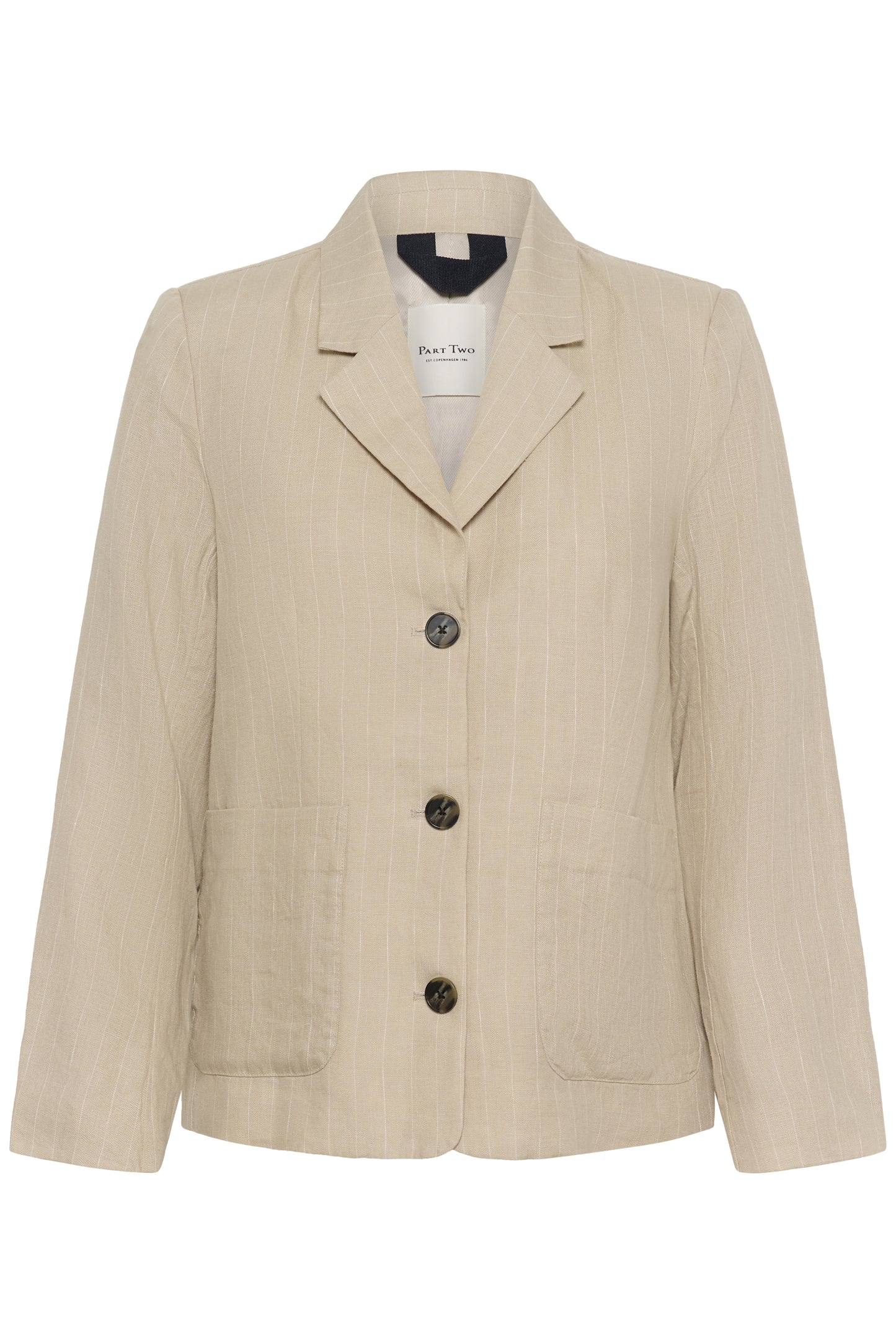 Part Two Alita Neutral Pinstripe Linen Blazer