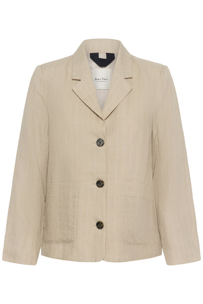 Part Two Alita Neutral Pinstripe Linen Blazer