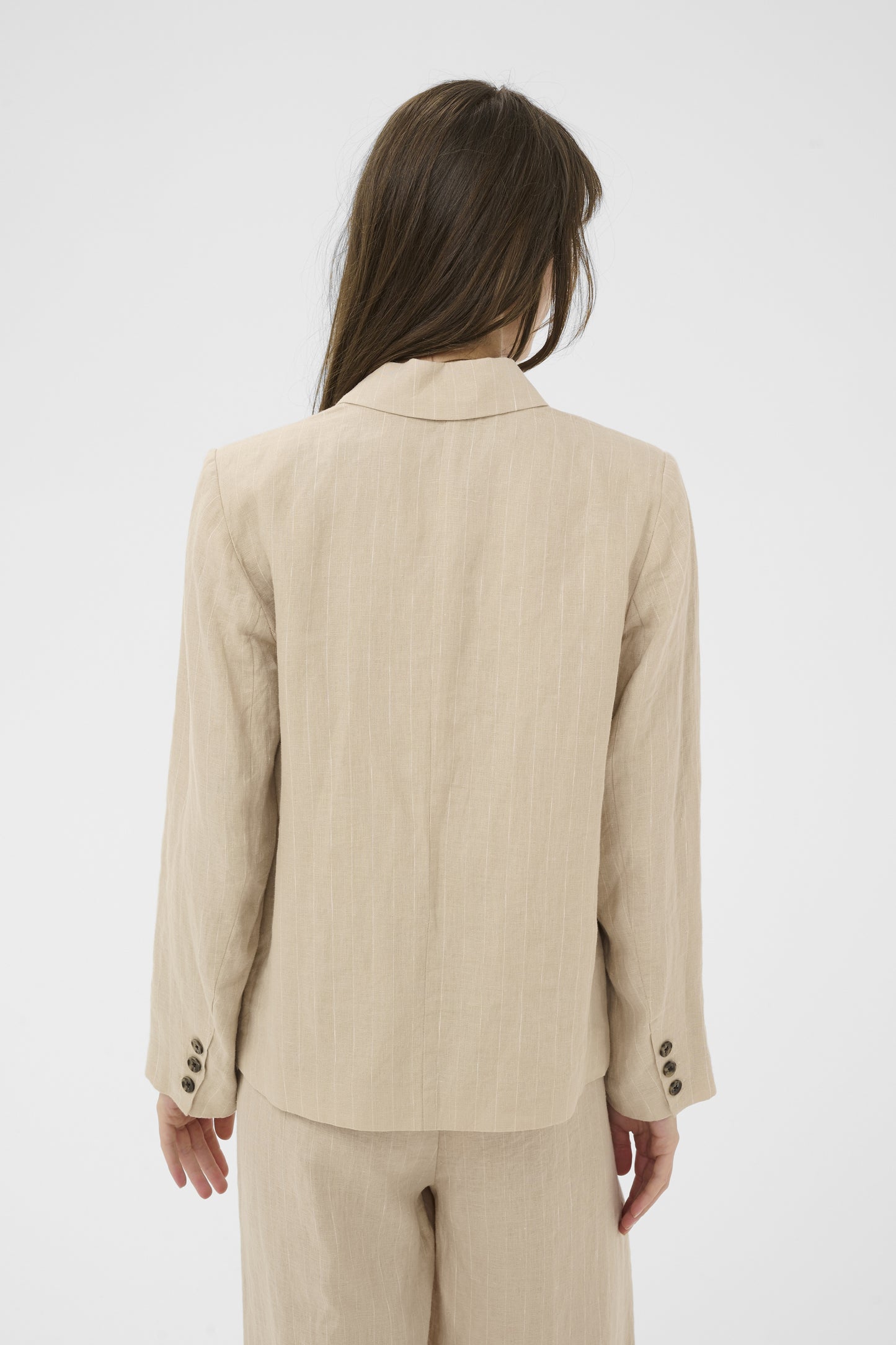 Part Two Alita Neutral Pinstripe Linen Blazer