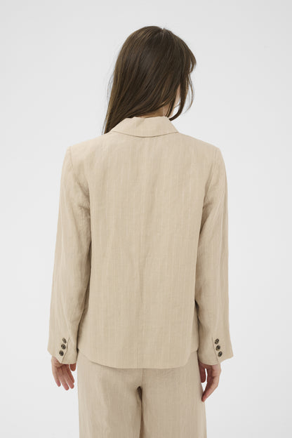 Part Two Alita Neutral Pinstripe Linen Blazer