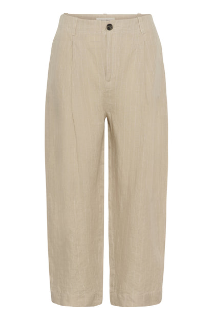 Part Two Nettas Neutral Pinstripe Linen Trousers