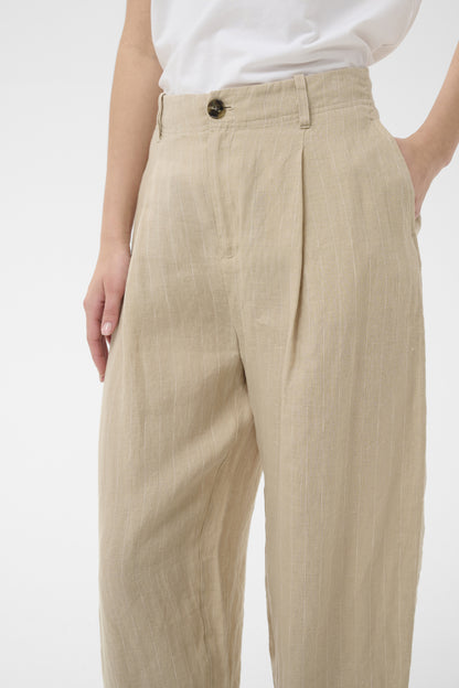Part Two Nettas Neutral Pinstripe Linen Trousers