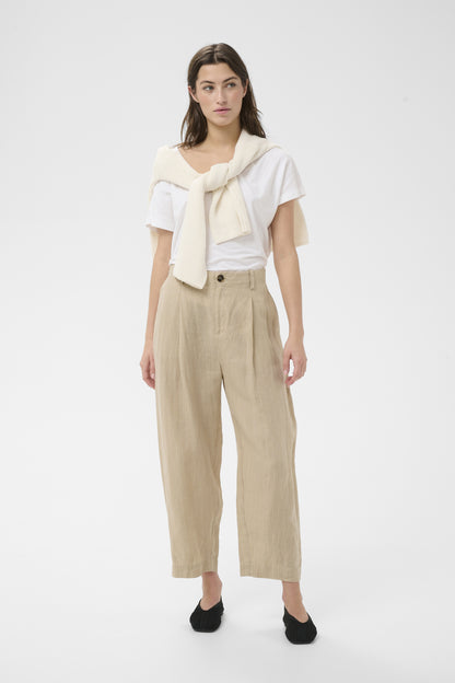 Part Two Nettas Neutral Pinstripe Linen Trousers
