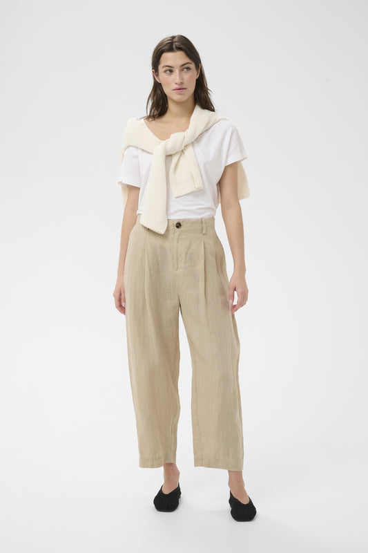 Part Two Nettas Neutral Pinstripe Linen Trousers