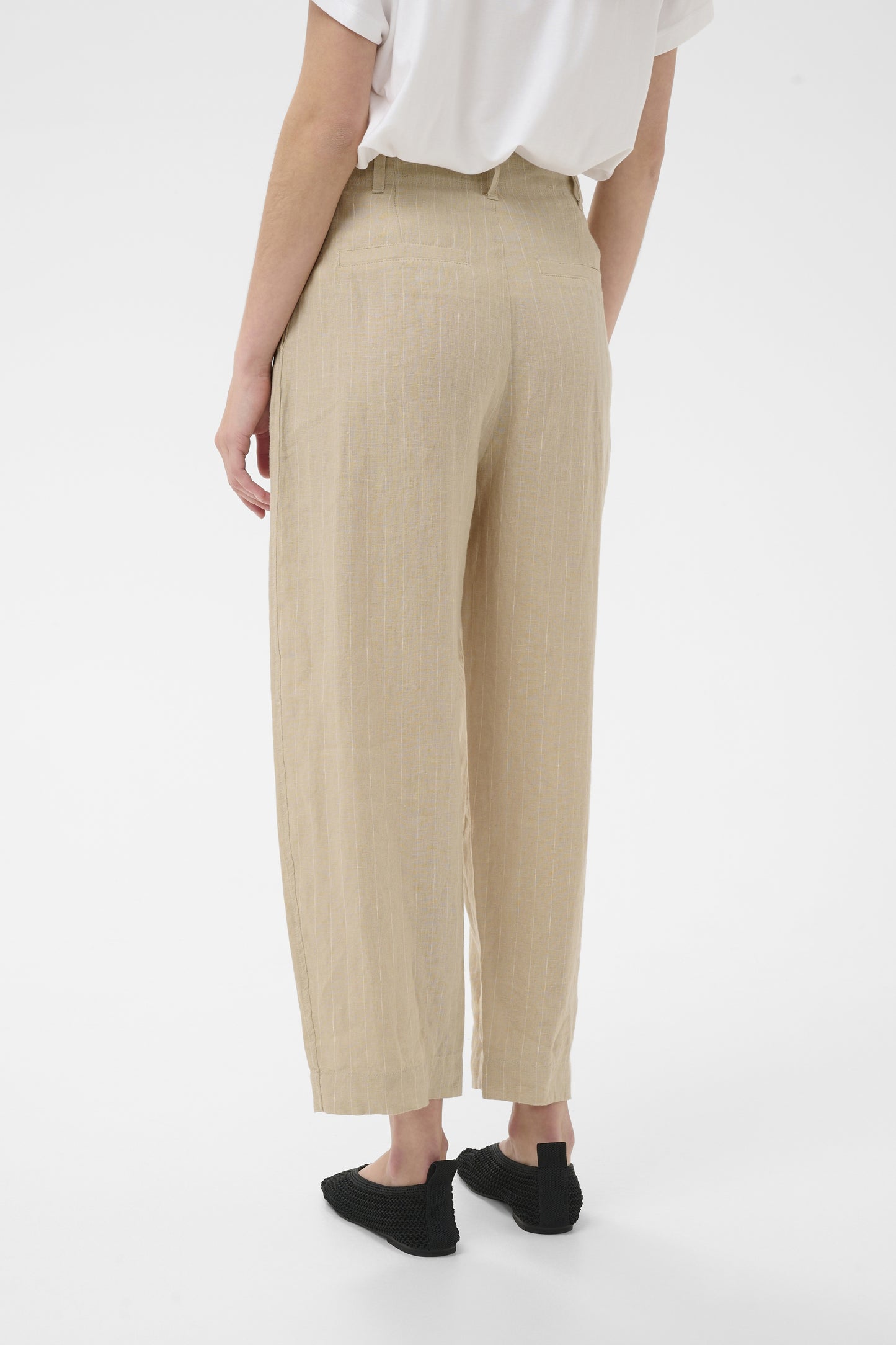 Part Two Nettas Neutral Pinstripe Linen Trousers