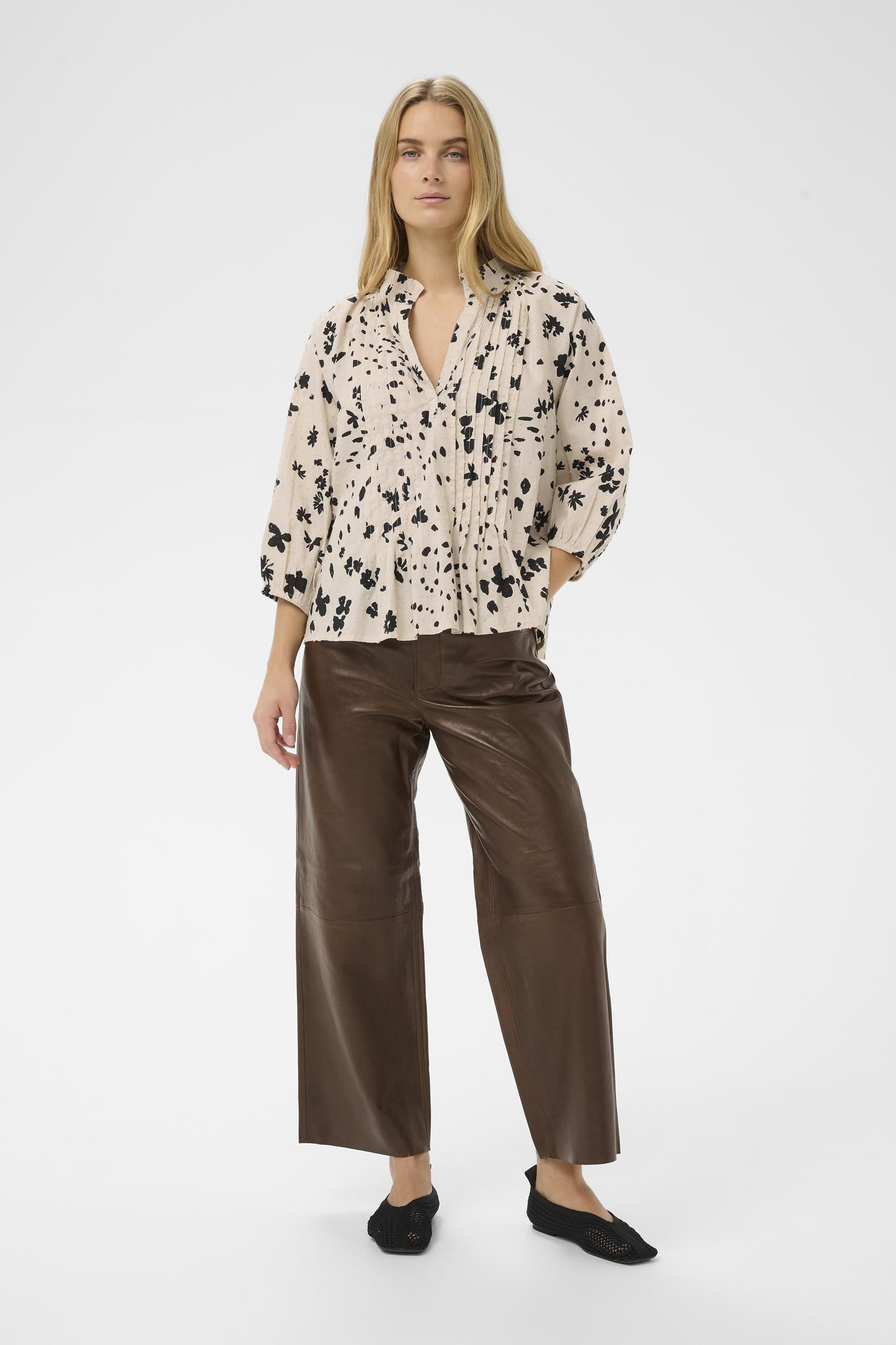 Part Two Aletta Black Dot Flower Blouse