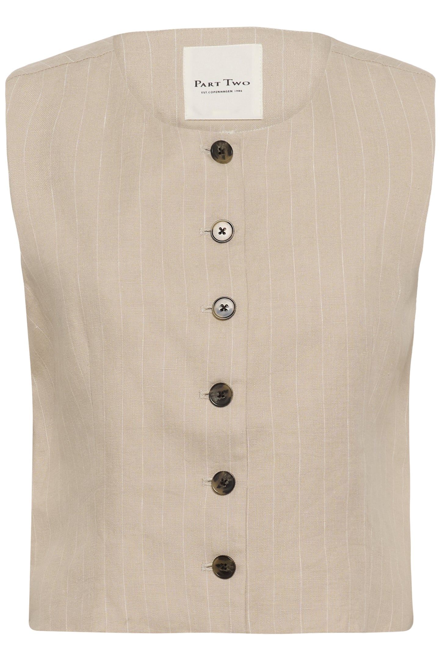 Part Two Azania Neutral Pinstripe Waistcoat