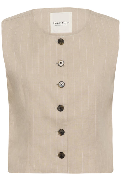 Part Two Azania Neutral Pinstripe Waistcoat