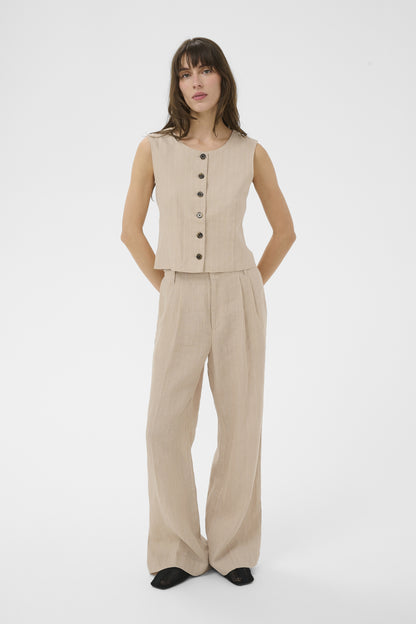 Part Two Azania Neutral Pinstripe Waistcoat